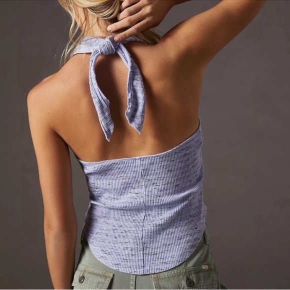 Anthropologie Tops - Anthropologie Pilcro Halter Ribbed Knit Top Size
L New Lavender Halter Top